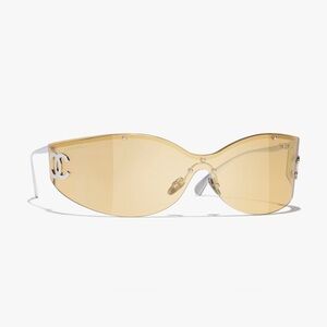 Authentic Chanel Shield Rimless Amber Sunglasses